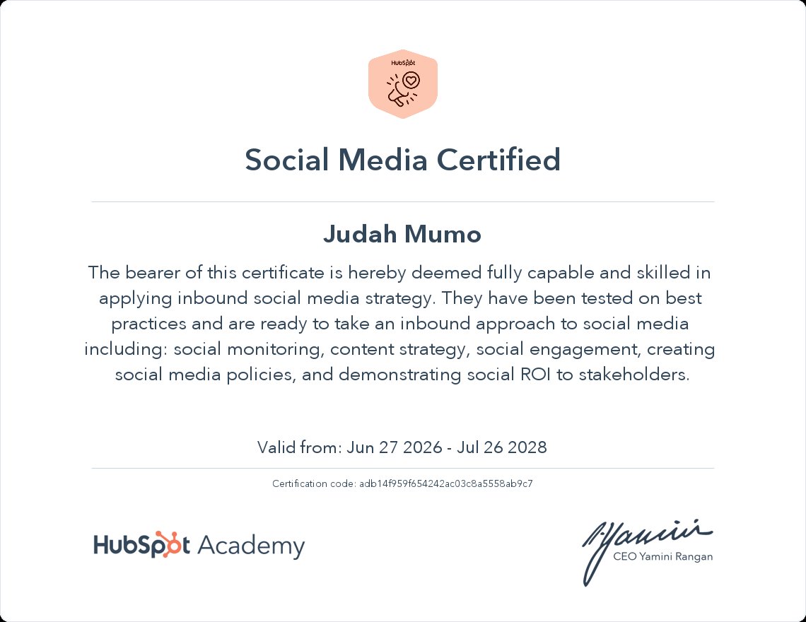 HubSpot Social Media Certified
